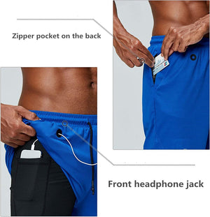 Men's music running security pockets quick drying sports