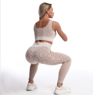 2PCS/Set Seamless Women Yoga Suit Serpentine Sportswear