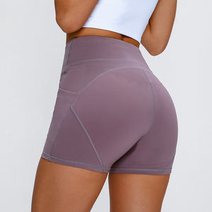 Anti-sweatSport Athletic Shorts Women High Waisted with Two Side Pocket