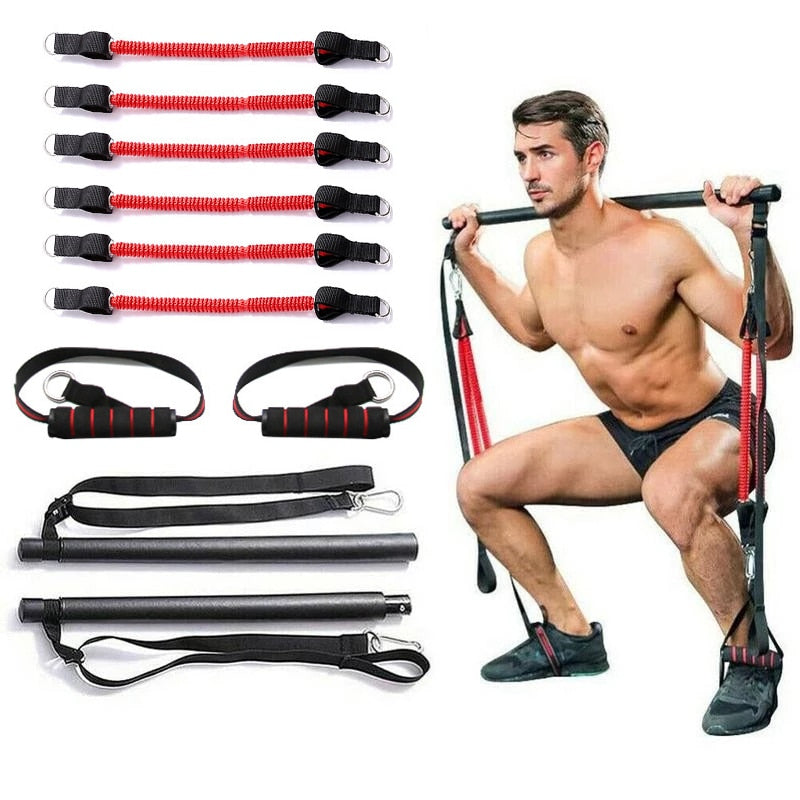 Resistance Band Tension Bar With Fitness Stick Fitness Pull Rope