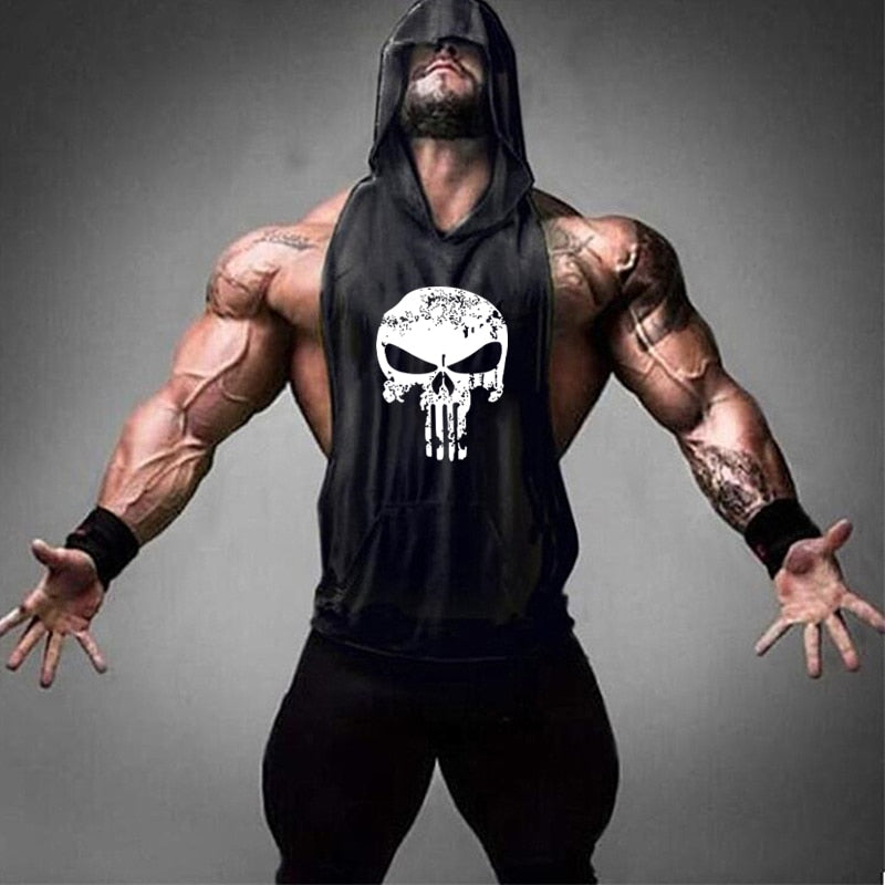 Mens Skull Bodybuilding Stringer Tank Tops