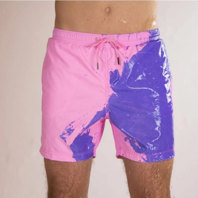 Men Beach  Quick Dry High Temperature Discoloration Swimming Shorts