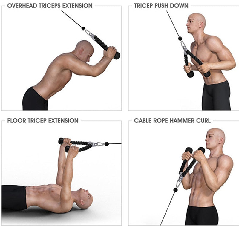 Tricep Abdominal Crunches Cable Pull Down Laterals Biceps Gym Pull Rope