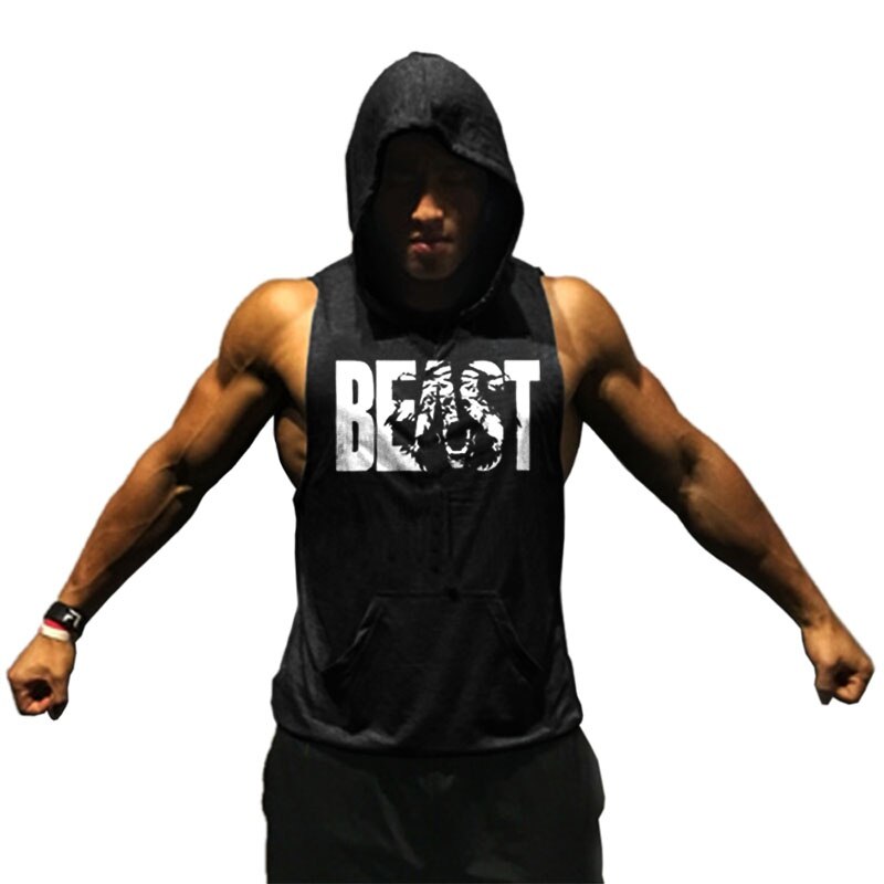 BEAST MODE Bodybuilding Tanks Workout Hooded Sweatshirts