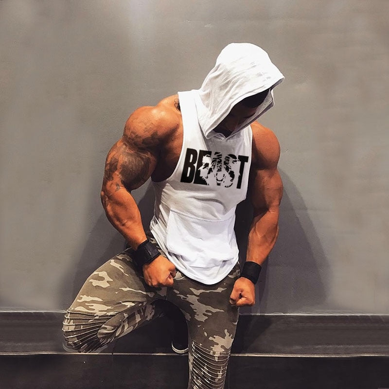 BEAST MODE Bodybuilding Tanks Workout Hooded Sweatshirts