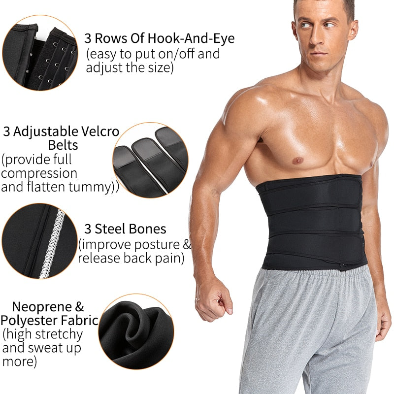 Men Waist Trainer Fitness Sauna Sweat Belt