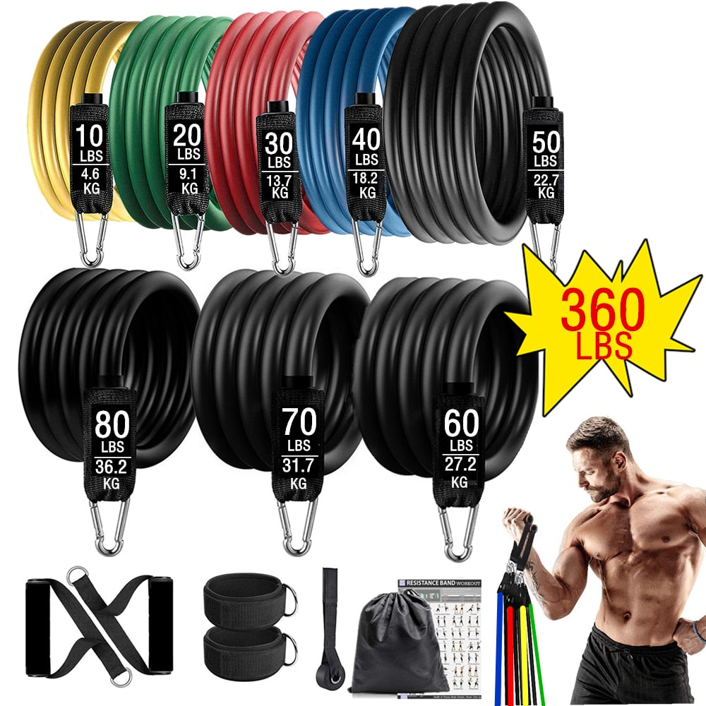 360lbs Fitness Exercises Resistance Bands  Workout Equipment for Home Gym Weight