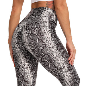 Women's Fashion Snake Print Yoga Pants Elastic animal skin sports leggings