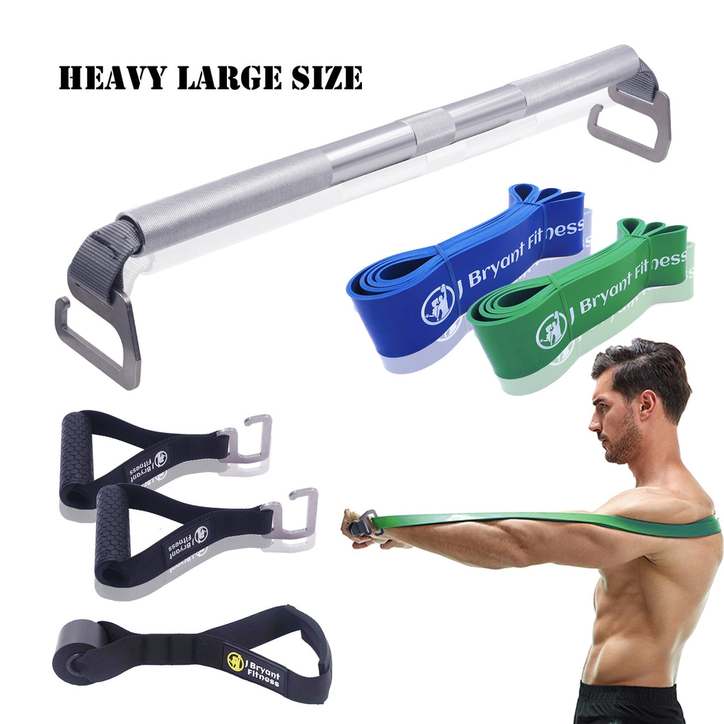 Heavy Duty Resistance Band Exercise Pilates Bar  Portable Fitness Home Kit