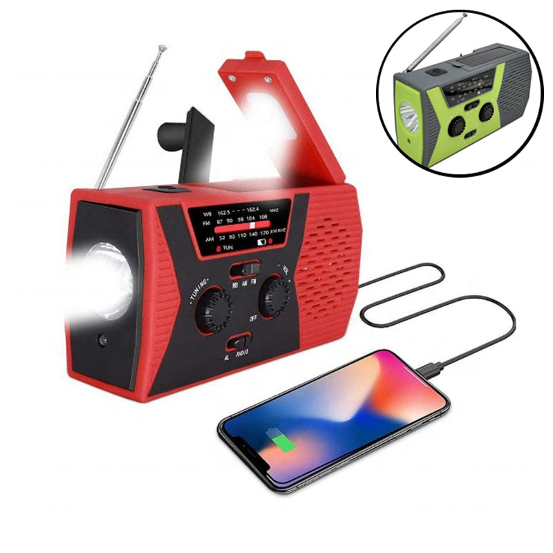 EDC USB Phone Emergency 2000mAh Charger Hand Crank Portable Weather Radio  Survival Tool - ultimatefitness4you