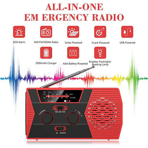 EDC USB Phone Emergency 2000mAh Charger Hand Crank Portable Weather Radio  Survival Tool - ultimatefitness4you