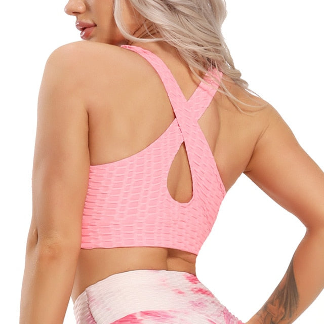 Sexy Women Sports Bra Fitness Back Cross Yoga Tops Push Up Crop Top - ultimatefitness4you