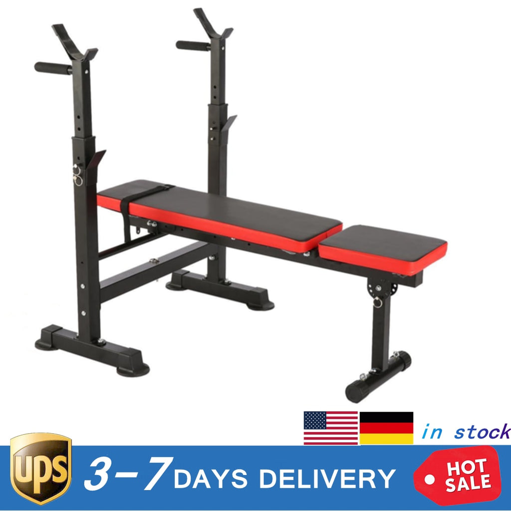 Adjustable Folding Fitness Weight Bench Barbell Rack - ultimatefitness4you