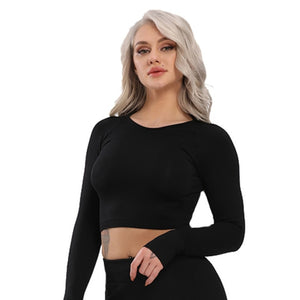 Women's Seamless Yoga Top Long Sleeve Workout Sportswear Active Sexy Gym Clothing - ultimatefitness4you