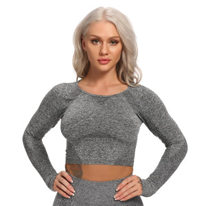 Women's Seamless Yoga Top Long Sleeve Workout Sportswear Active Sexy Gym Clothing - ultimatefitness4you