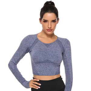 Women's Seamless Yoga Top Long Sleeve Workout Sportswear Active Sexy Gym Clothing - ultimatefitness4you