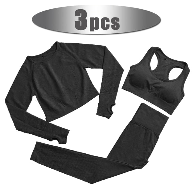 2/3/5pcs Seamless Yoga Set Workout for Women Crop Top Sports Bra High Waist Shorts Leggings - ultimatefitness4you