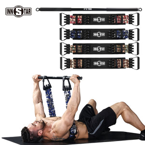 Adjustable Bench Press Resistance Band with Workout Bar Portable Chest Expander Fitness Equipment - ultimatefitness4you