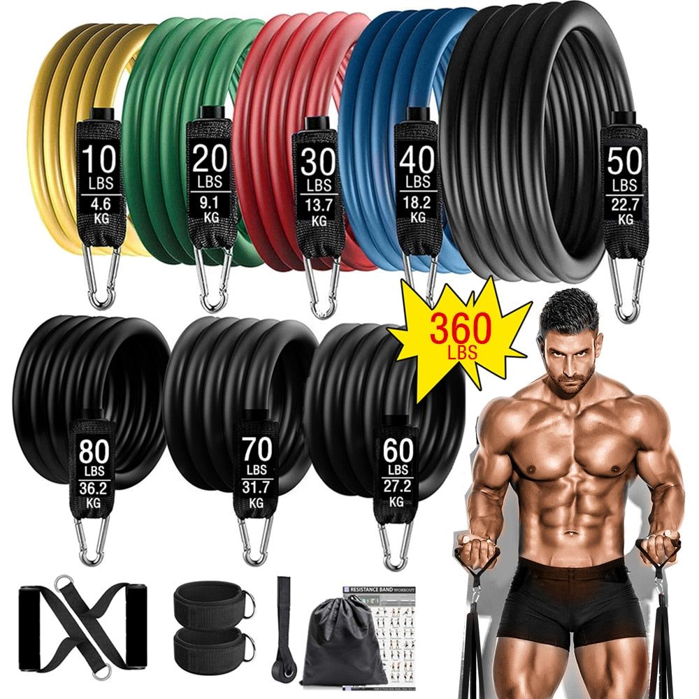 360LBS Fitness Resistance Loop Bands Set  Training Band Workout - ultimatefitness4you