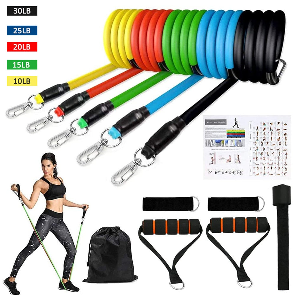 16Pcs Resistance Bands Set Expander  Rubber Tubes Band Stretch Training - ultimatefitness4you