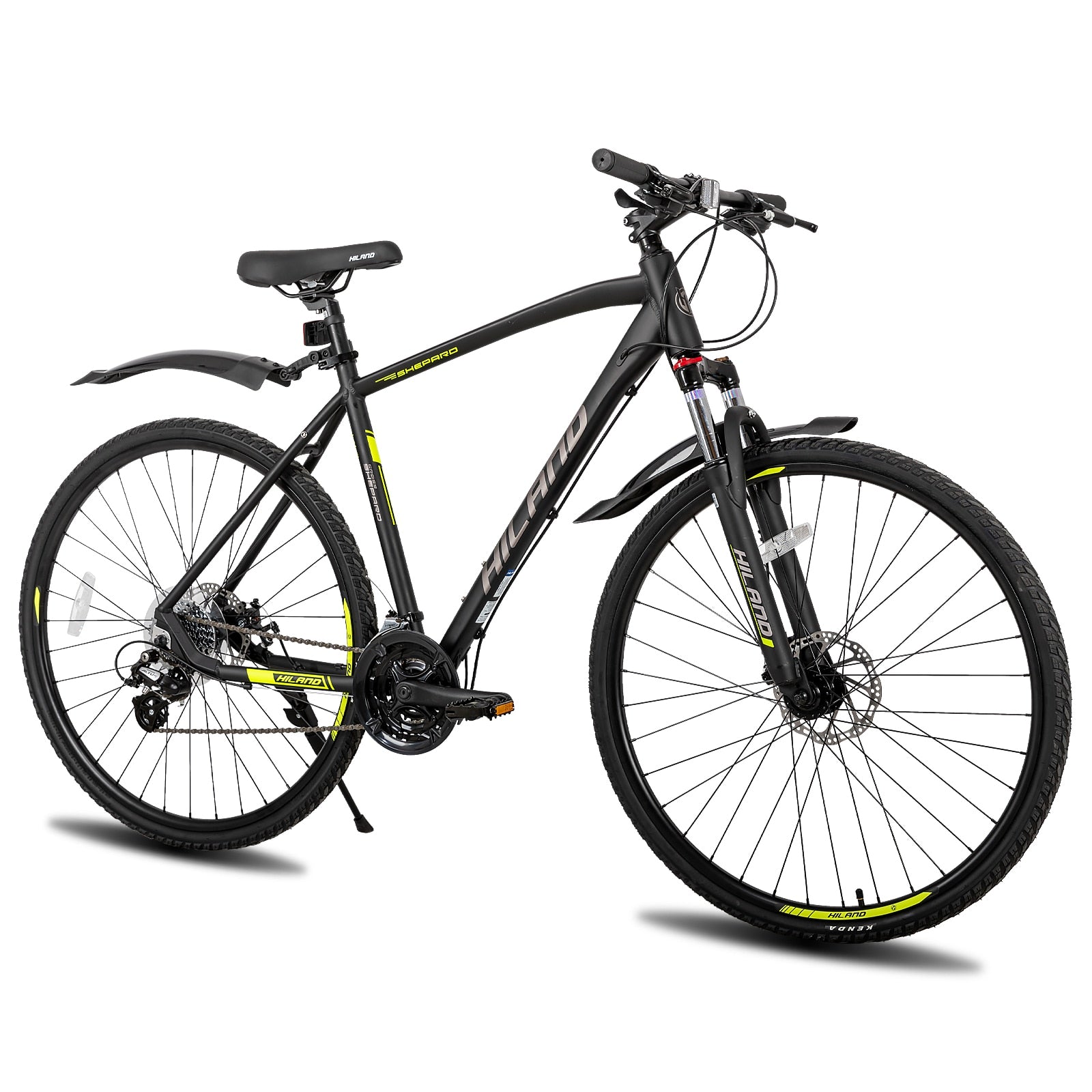 Hiland 700C Hybrid Bicycle Aluminum Shimano 24 Speeds with Lock-Out Suspension Fork Disc Brake - ultimatefitness4you