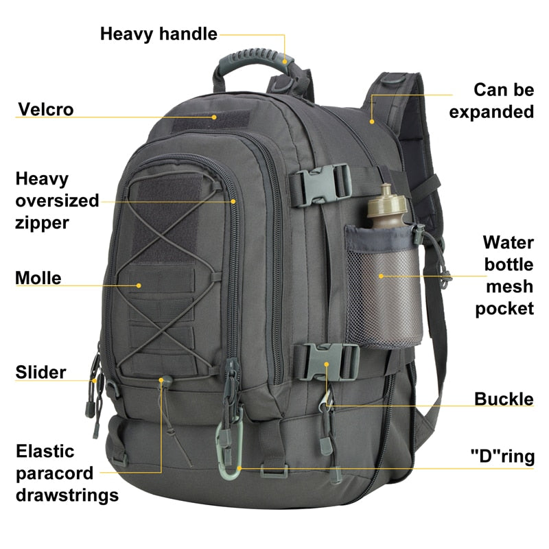 60L Men Military Tactical Backpack Army Hiking Climbing Camping Hunting Bag - ultimatefitness4you